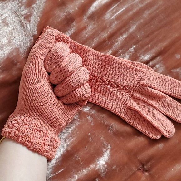 Pink Vintage hand made 💗 gloves s/m - Picture 5 of 8